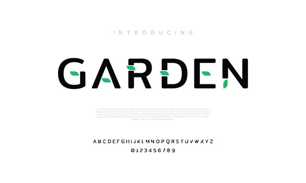 modern nature leaf earth green tree logo font. Classic Lettering Minimal Fashion Designs. Typography modern serif fonts and numbers. vector illustration