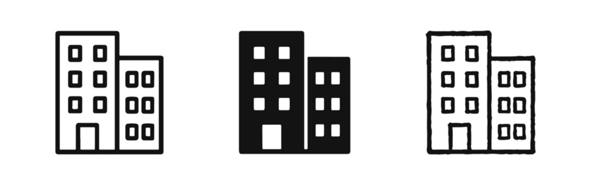 Modern office building icon set architecture for business and urban landscape