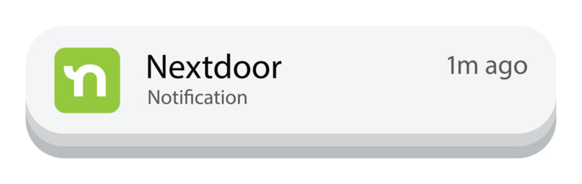 Nextdoor App Notification Banner with Logo on Mobile Screen, Editorial Use Only