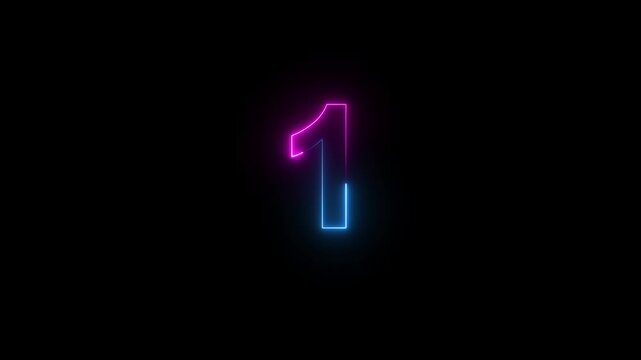 Glowing neon animated number 1. Two-color looping trendy glowing neon numeric number 1. Educational mathematics concept with neon letter