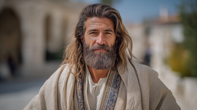 Aaron in priestly garments, biblical scene of sacred service, authority, and holiness, detailed and reverent atmosphere