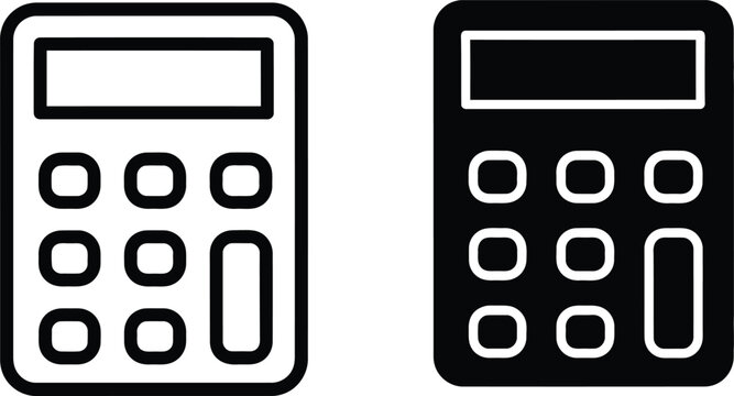 Two simple calculator icons for financial accounting and mathematical operations in business or educational settings
