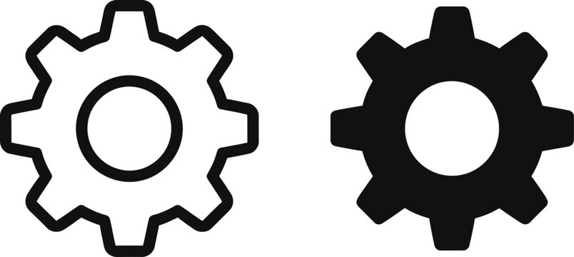 Two gear wheel icons representing mechanical engineering and industrial settings for modern user interface software development