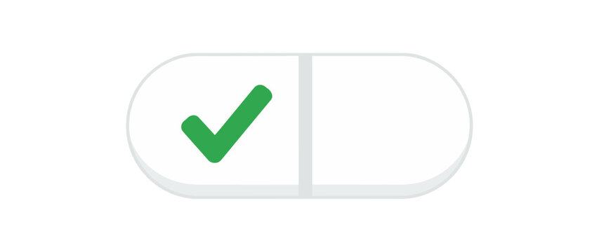 On off toggle switch button with green checkmark