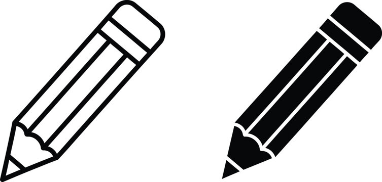 Set of two professional stationery pencil icons for sketching and writing tasks in educational settings