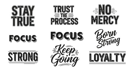Obraz premium Motivational typography set in monochrome style on black background