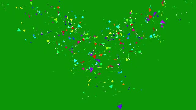 Shiny gold foil confetti rain on green screen background with glittering festive particles and seamless looping video for holiday celebrations grand opening and luxury event background decor. 4k