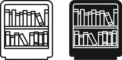 Obraz premium Two wooden shelving units filled with various literature books for home office or library organization