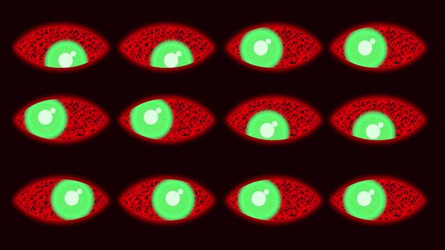 looping abstract background video with blinking scary eyes