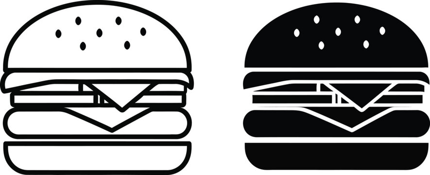 Two variations of hamburger icons featuring solid and outline styles for restaurant menu or mobile applications