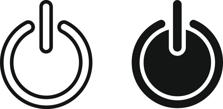 Two power button symbols representing electronic device control and energy management options for modern user interfaces