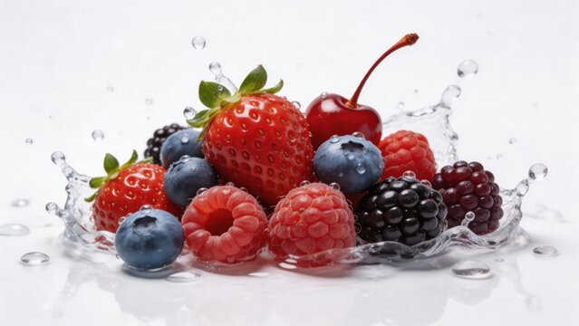 Fresh berries with water splash