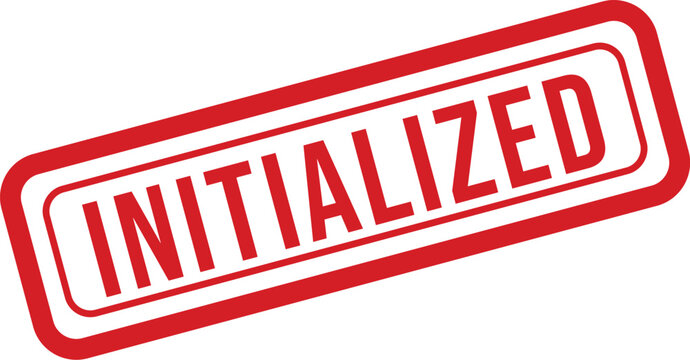 Initialized stamp a red rectangular seal with white text