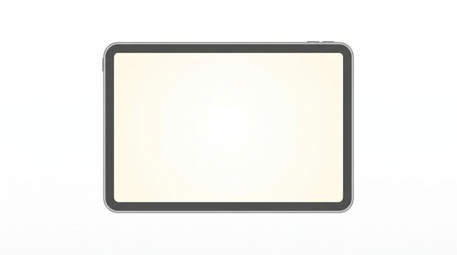 Minimalist digital tablet with blank screen isolated on white background flat lay top view mock-up template for UI design project and professional digital marketing communication visualizati