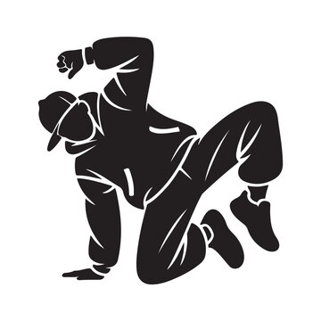 Black silhouette of a breakdancer mid spin spinning