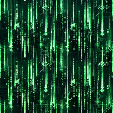 Green digital matrix background with binary code