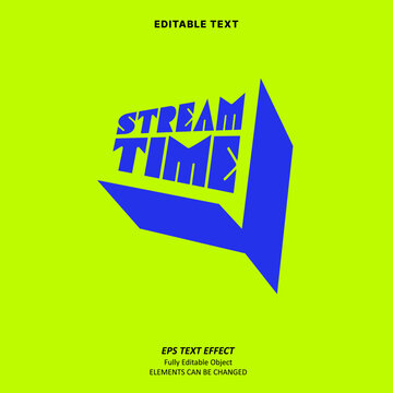 Editable Text Effect Vector of eon blue Talk Shape stream time fly in title Headline Digital Platform for streaming podcast, Digital marketing, entertainment, display 