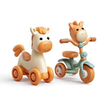 Cute cartoon toy animals set with teddy bear dog cat cow characters illustration for children gift and fun childhood playtime collection