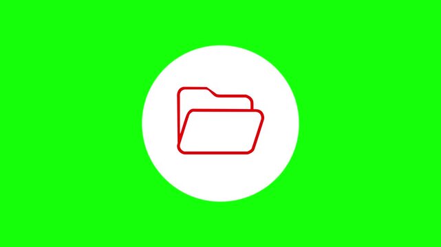 Green screen animation folder icon with white circle background motion graphic.