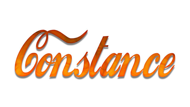 3D fire text effect of name Constanc eon white background.