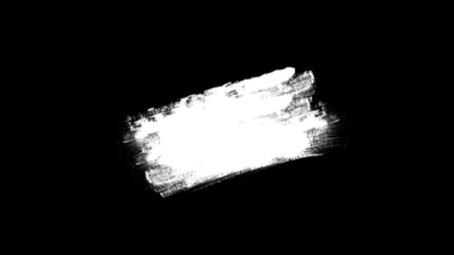 Hand drawn Ink white brush paint stroke animation with transparent black background. Grunge brush texture painting brush for titles or other your text