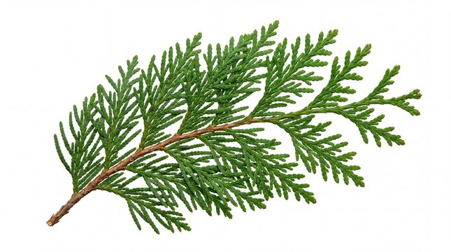 Fresh green cedar tree leaf branch
