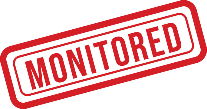 Red 'monitored' stamp on white background security and surveillance concept