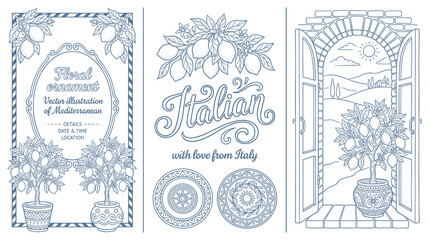 Italian style lemon motifs and Tuscan landscape design. © NAZMA