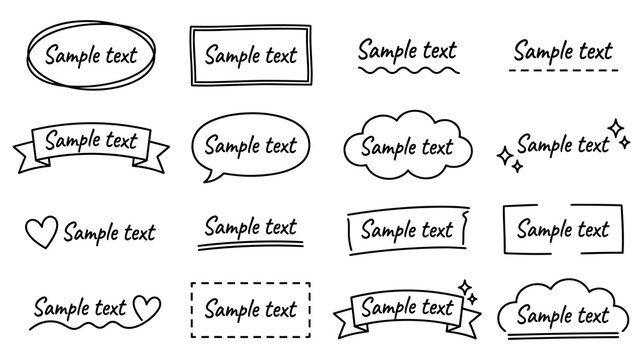 Text frames and underlines set, text boxes speech bubbles and banners collection.