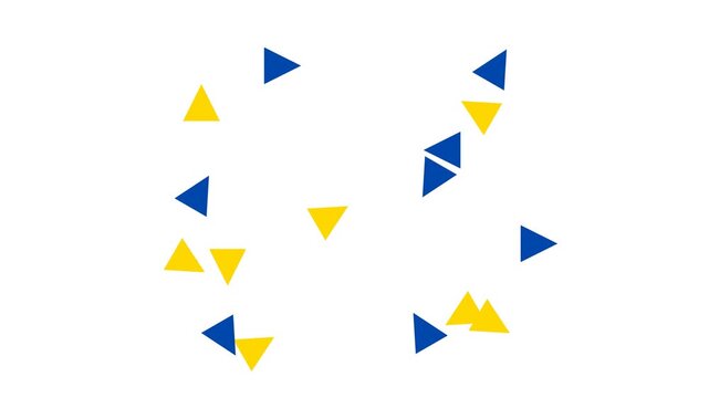 Abstract motion graphics animation of blue and yellow triangles, dynamic shape elements