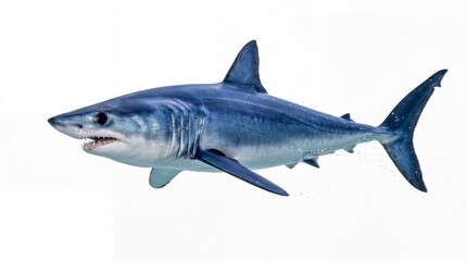 Fototapeta premium Large blue shark swimming in the deep ocean