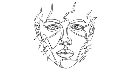 Obraz premium Abstract Continuous Line Drawing of a Woman's Face, Minimalist Art