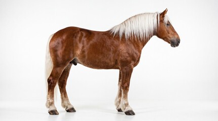 Obraz premium Beautiful brown horse with long white mane standing