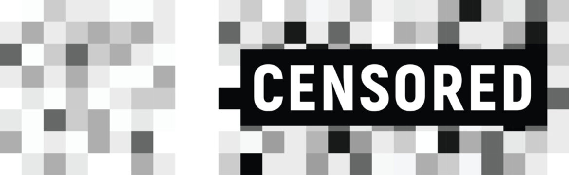 Censored Pixel Blur Effect Banner with Mosaic Glitch Background Privacy Content Restriction Concept