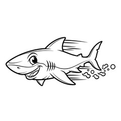 Obraz premium Happy cartoon shark swimming fast