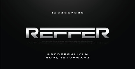 Movie Silver Metal Chrome Alphabet Font. Typography modern sport style fonts set for cinema, poster, logo. vector illustration © ideon