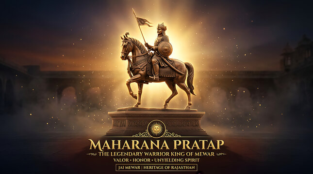 Bronze statue of Maharana Pratap on horse for Jayanti celebration