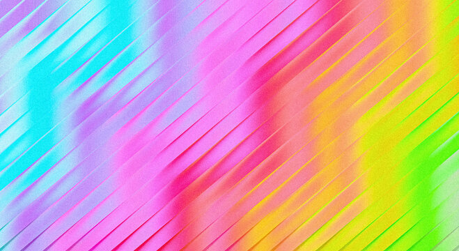 Abstract background with diagonal stripes in vibrant rainbow colors, gradient texture with soft light and shadow effect