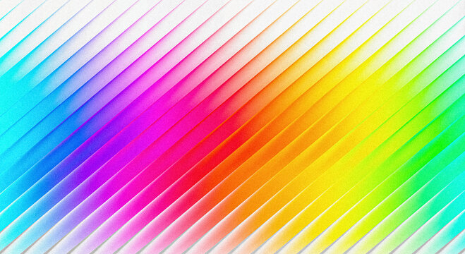 Abstract background with diagonal colorful stripes and gradient texture, vibrant rainbow pattern with light and shadow effect
