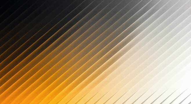 Abstract background with diagonal stripes transitioning from dark black to bright orange and white