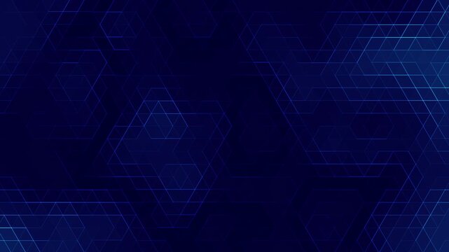 Blue hexagonal smooth gradient color shift triangle mosaic abstract geometric background animation