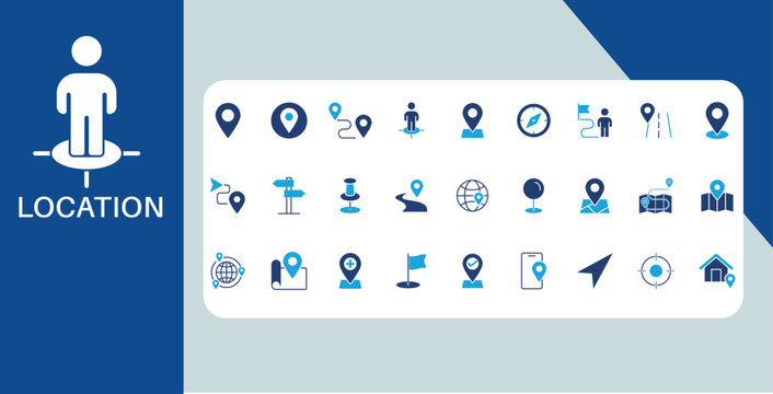 Location and Navigation Icon Set GPS Map Pins Travel Direction Vector UI Icons Collection