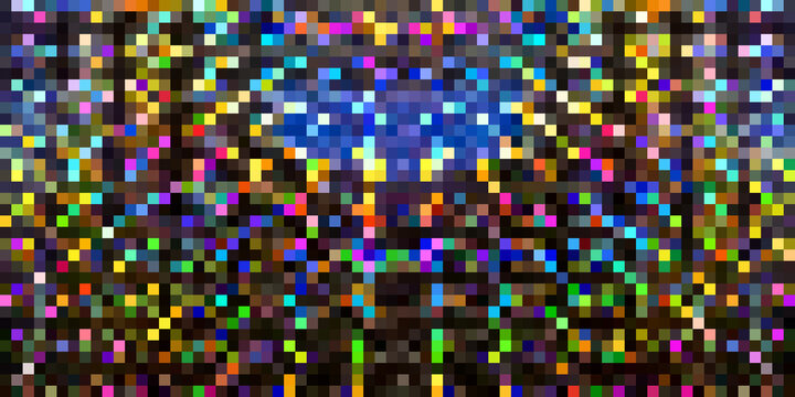Abstract pixel mosaic creating colorful geometric background