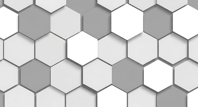 3D rendering of interlocking hexagonal tiles in a seamless geometric pattern with alternating light.