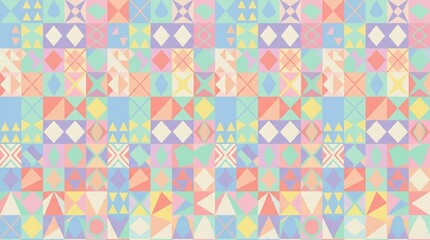 Obraz premium Geometric Pastel Pattern: A captivating composition of abstract geometric shapes in a harmonious palette of soft pastels. This visual creates a sense of whimsy and elegance.