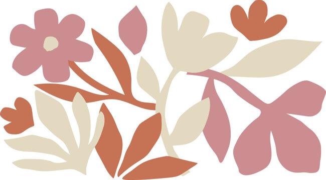 Abstract Floral Cutouts Dusty Rose and Terracotta Minimalist Flower Art