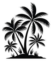 Fototapeta premium Palm trees silhouette against a white background high quality professional detailed