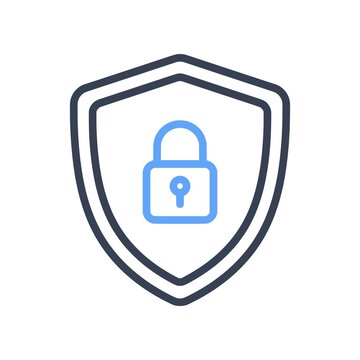 Minimal cyber security shield icon with lock symbol. Clean flat SVG design ideal for data protection, privacy, encryption, and digital security applications.