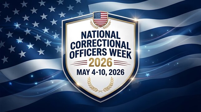 Patriotic shield design honoring national correctional officers week in may.