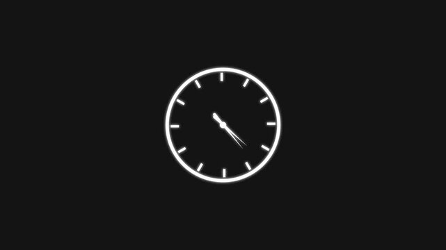 White clock with hour markers and glowing outline on dark. White clock time. Professional white clock with markers for business hours and productivity tracking visuals art.